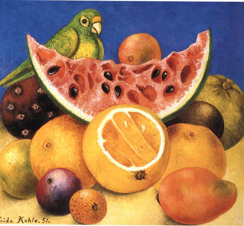 Still life with parrot (1951) – Frida Kahlo Tablo