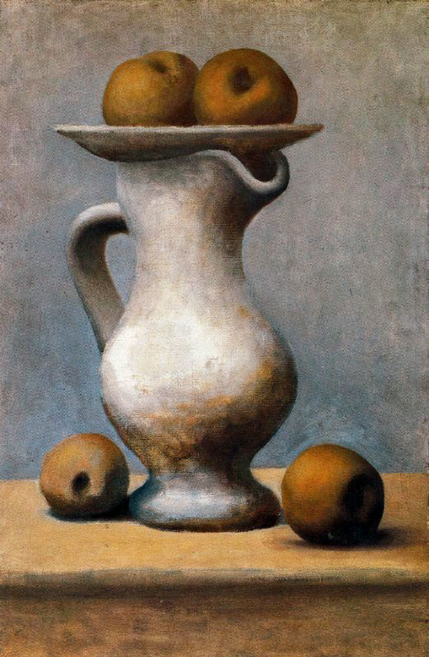 Still life with pitcher and apples (1919) - Pablo Picasso Tablo