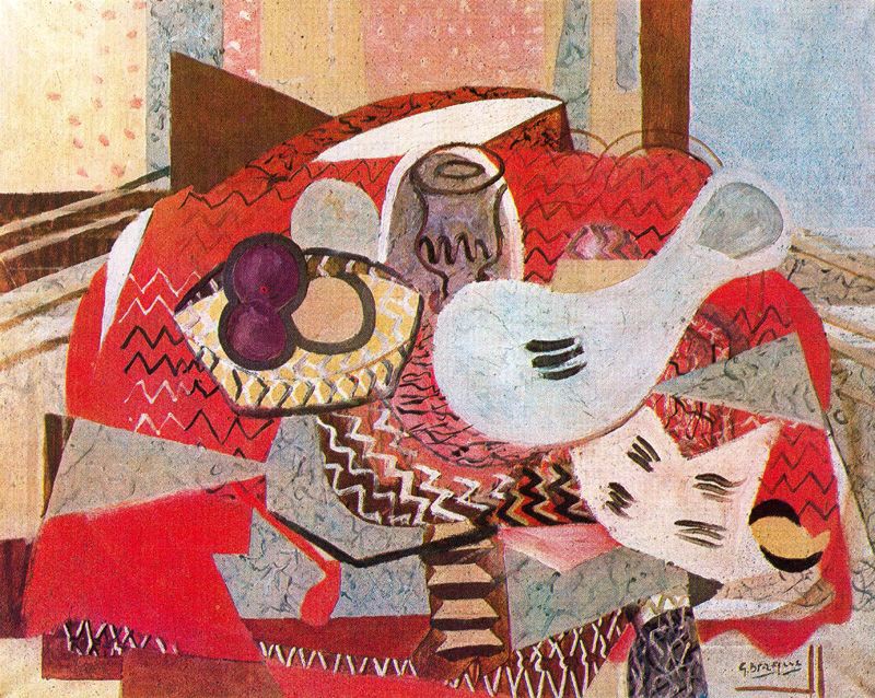 Still life with red tablecloth (1934) - Georges Braque Tablo