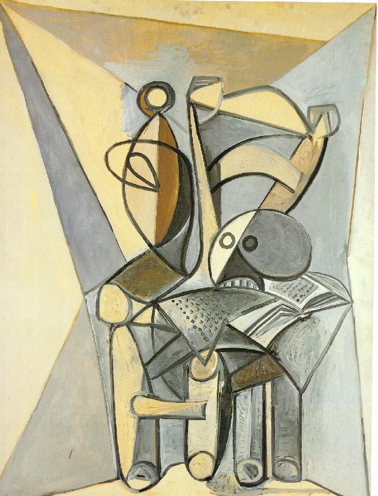 Still life with skull on an armchair (1946) - Pablo Picasso Tablo