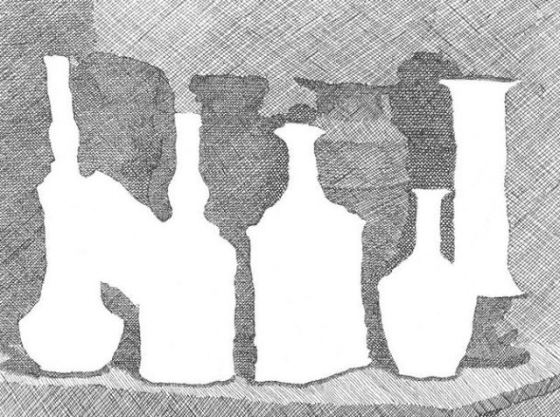 Still life with vases on a table (1931) – Giorgio Morandi Tablo