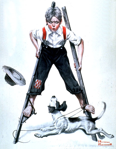 Stilts (1919) - Norman Rockwell Tablo
