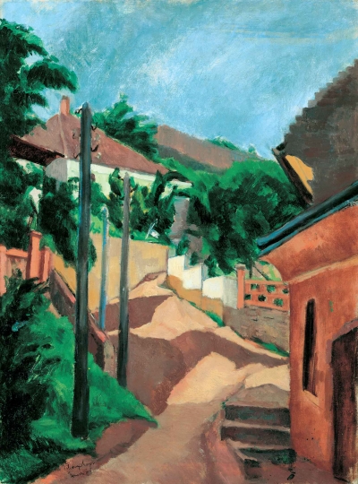 Street in Trencsén (1912) - Lajos Tihanyi Tablo