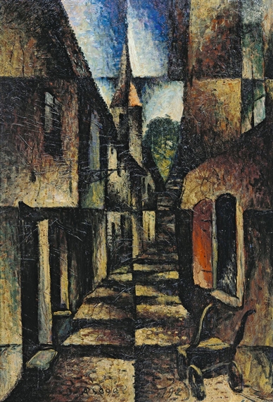 Street with church (1924) – Arthur Segal Tablo
