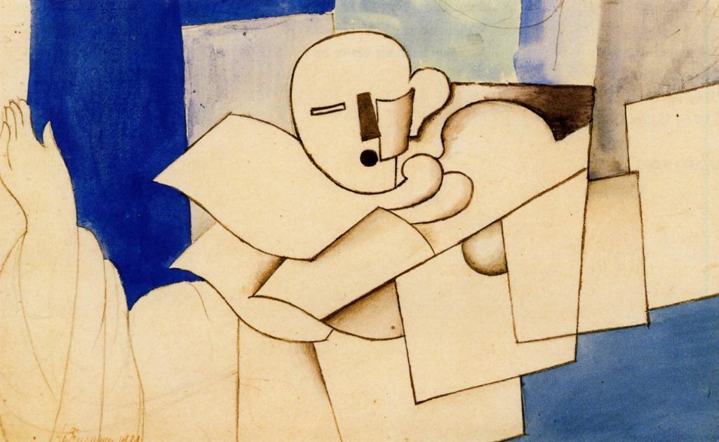 Study for 'Le Pierrot' (1921) - Roger de La Fresnaye Tablo
