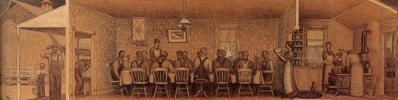 Study for Dinner for Threshers (1933) - Grant Wood Tablo