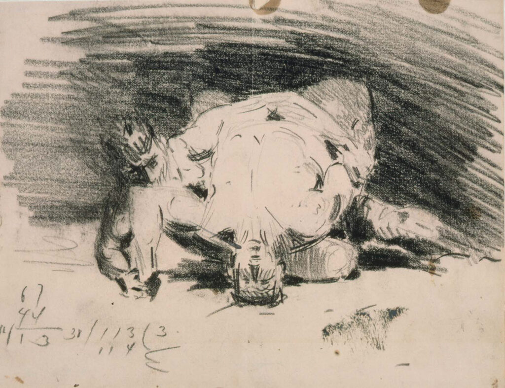 Study for The Wrestlers (1905) - George Luks Tablo