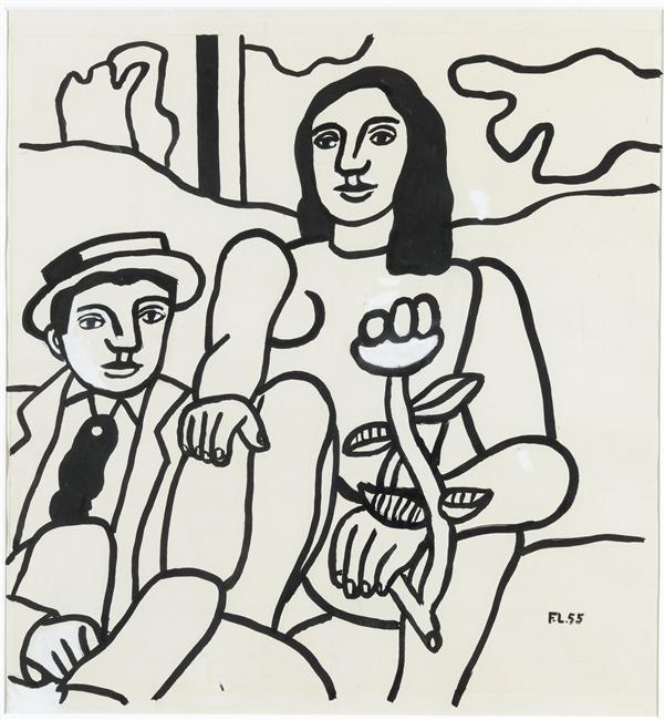 Study for the two lovers (1955) - Fernand Léger Tablo