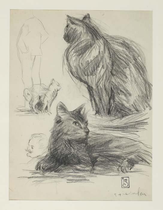 Study of Cats and Figures – Théophile Steinlen Tablo
