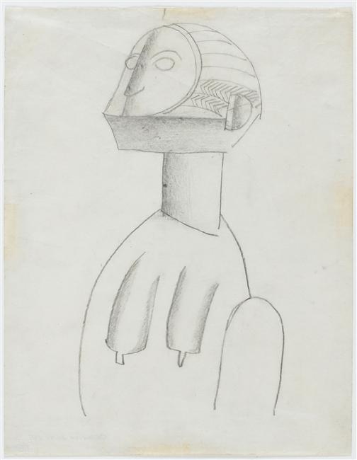 Study of mask for The creation of Monde - Fernand Léger Tablo