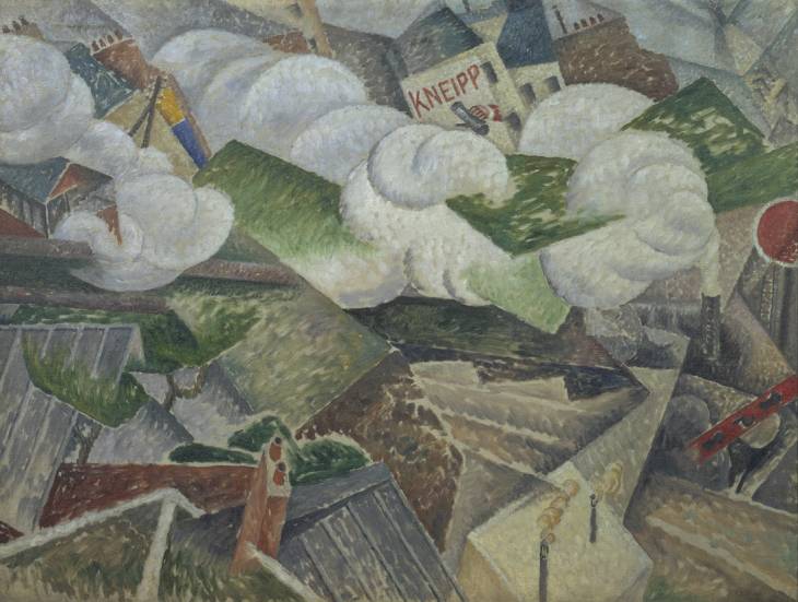 Suburban Train Arriving in Paris (1915) - Gino Severini Tablo