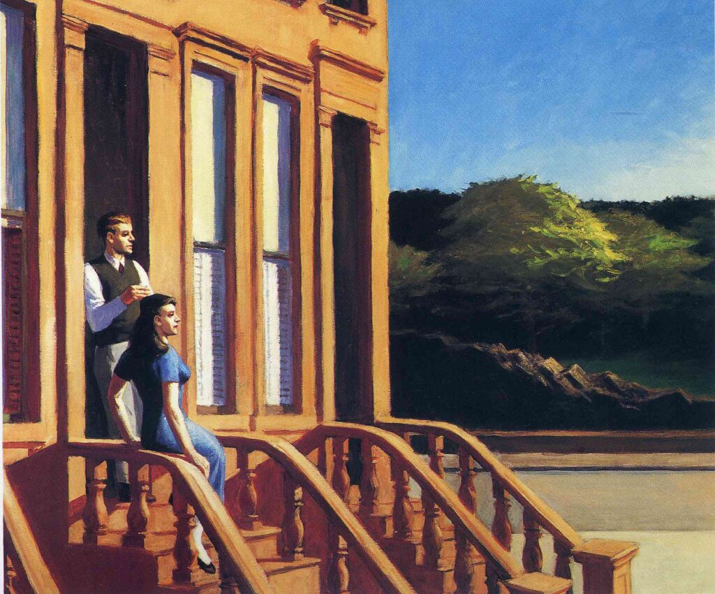 Sunlight on Brownstones (1956) - Edward Hopper Tablo