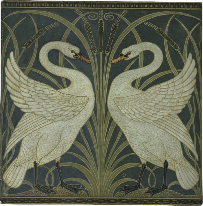 Swan and Rush and Iris wallpaper – Walter Crane Tablo