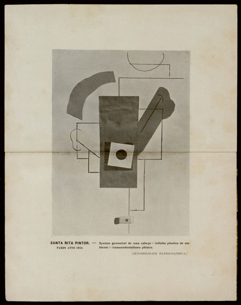 Syntese geometral de uma cabeça x infinito plástico de ambiente x transcendentalismo físico (SENSIBI (1913) - Guilherme de Santa-Rita Tablo