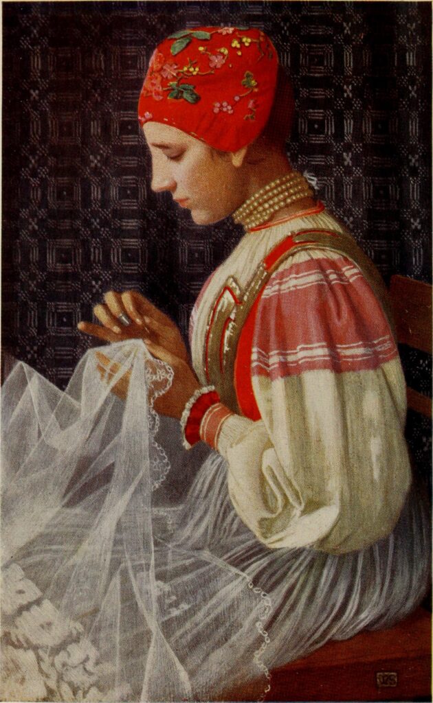 THE BRIDAL VEIL (1909) - Marianne Stokes Tablo
