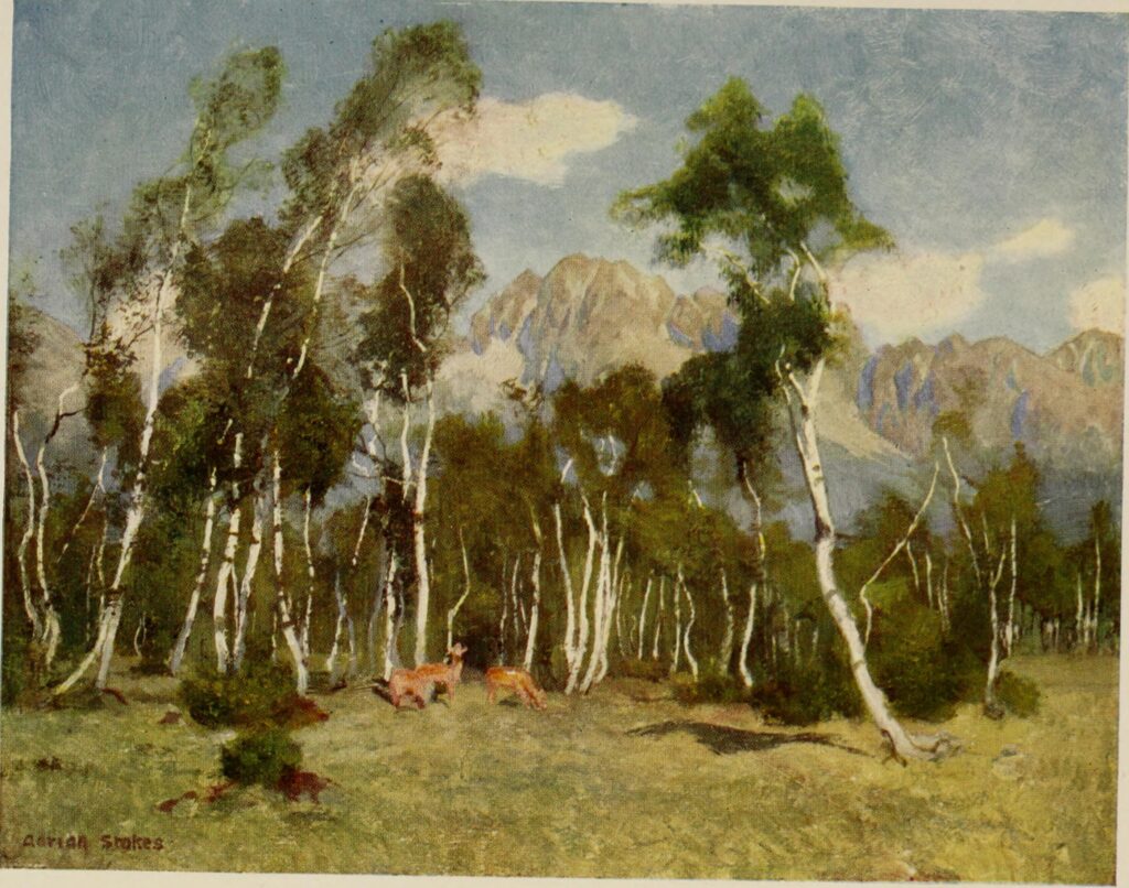 THE CARPATHIAN MOUNTAINS FROM LUCSIVNA FURDO (1909) - Marianne Stokes Tablo