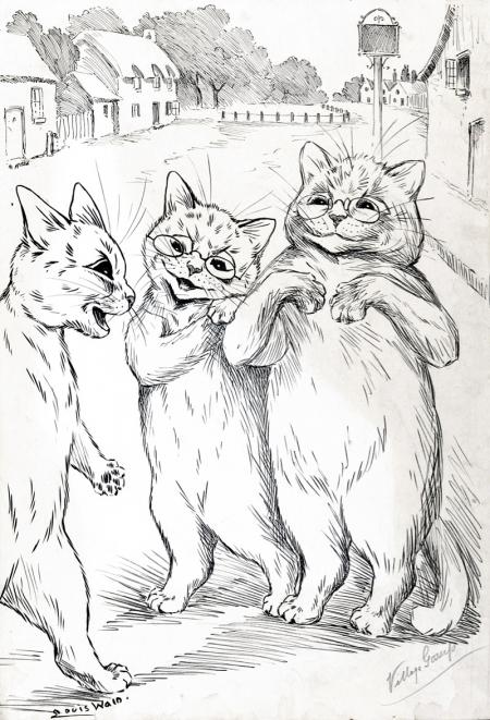 THE CONFIDENCE TRICK BAFFLED SHARP CAT – Louis Wain Tablo