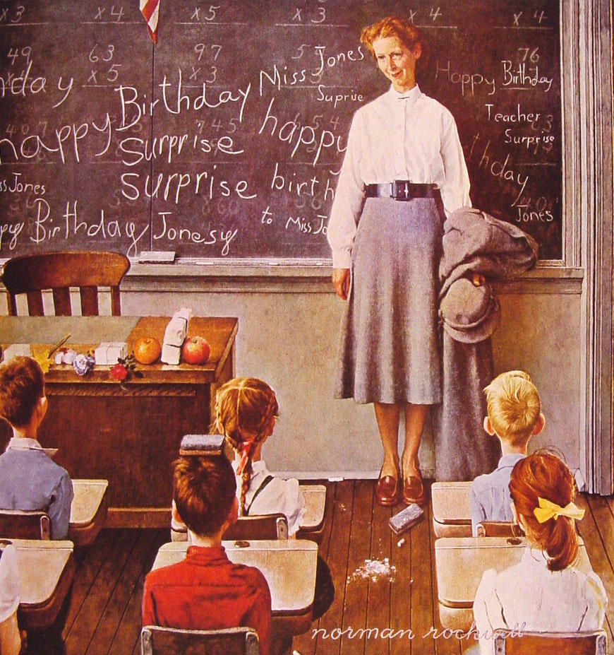 Teacher's Birthday (1956) - Norman Rockwell Tablo