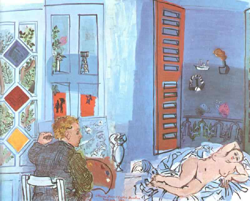 The Artist and His Model in the Studio at Le Havre - Raoul Dufy Tablo