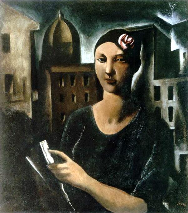 The Beauty Of Sestiere. Woman With Flower (1926) – Mario Sironi Tablo