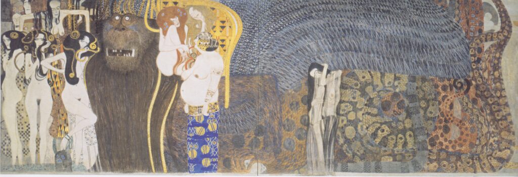 The Beethoven Frieze The Hostile Powers. Far Wall (1902) - Gustav Klimt Tablo