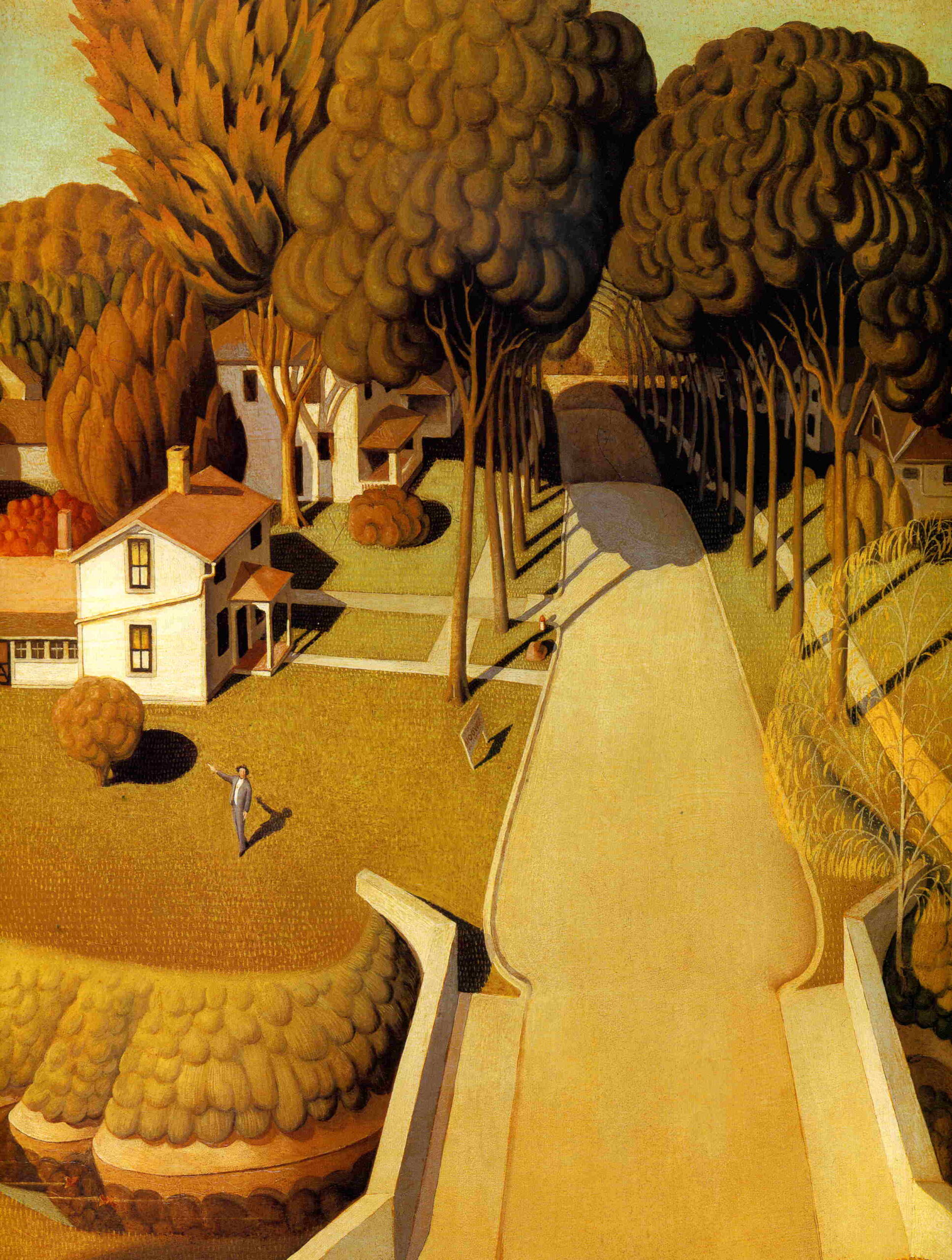 The Birthplace of Herbert Hoover, West Branch, Iowa (1931) - Grant Wood Tablo