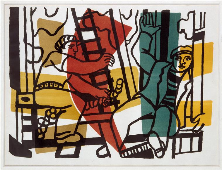The Builders (outside color) (1955) - Fernand Léger Tablo