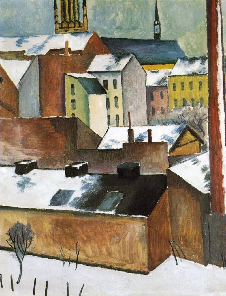 The Church of St. Mary in Bonn in Snow (1911) - August Macke Tablo