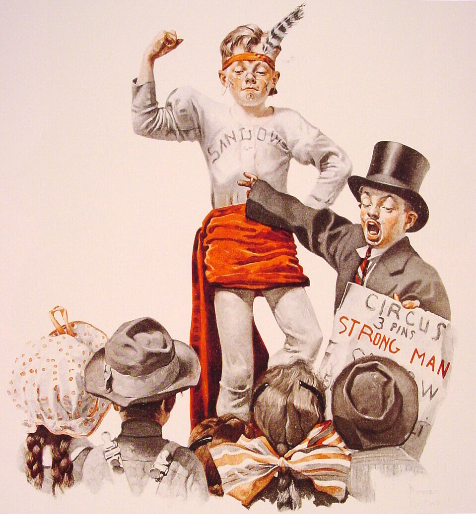 The Circus Barker (1916) - Norman Rockwell Tablo
