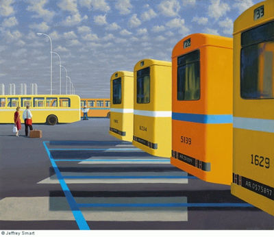 The City Bus Station - Jeffrey Smart Tablo