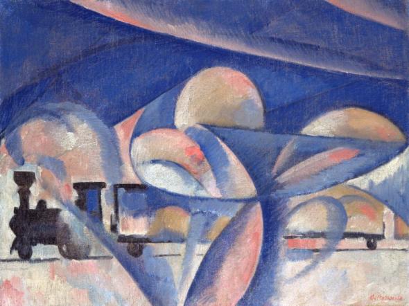 The Composition with the Train (1910) - Olga Rozanova Tablo