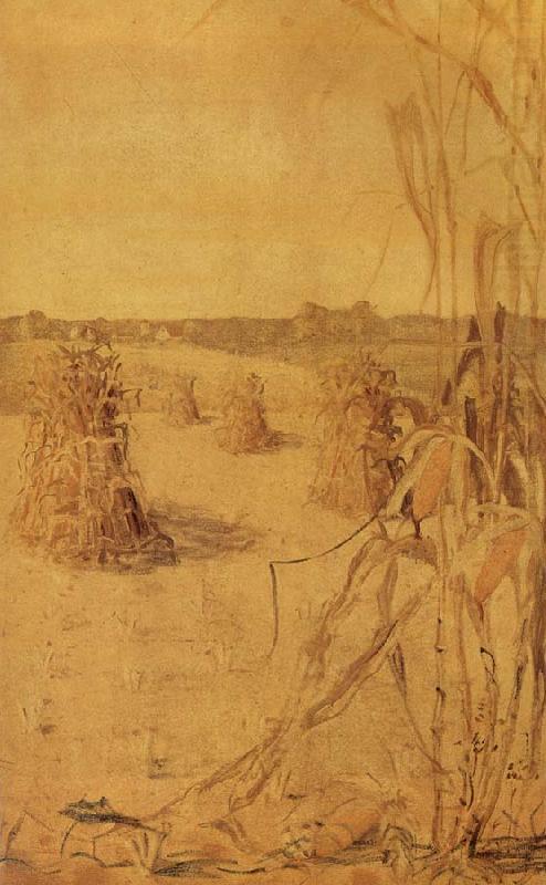 The Corn field (1925) - Grant Wood Tablo