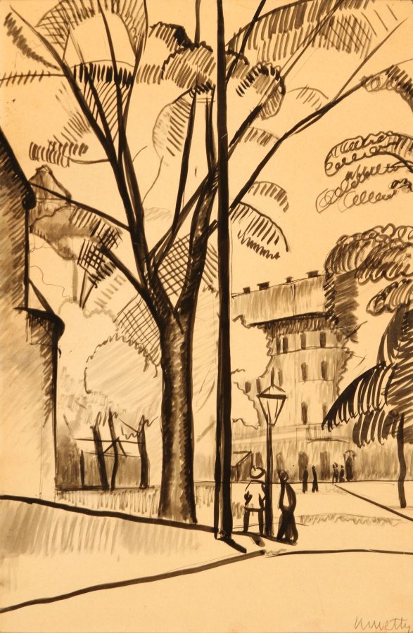 The Corner of City Park (1912) - Kmetty János Tablo