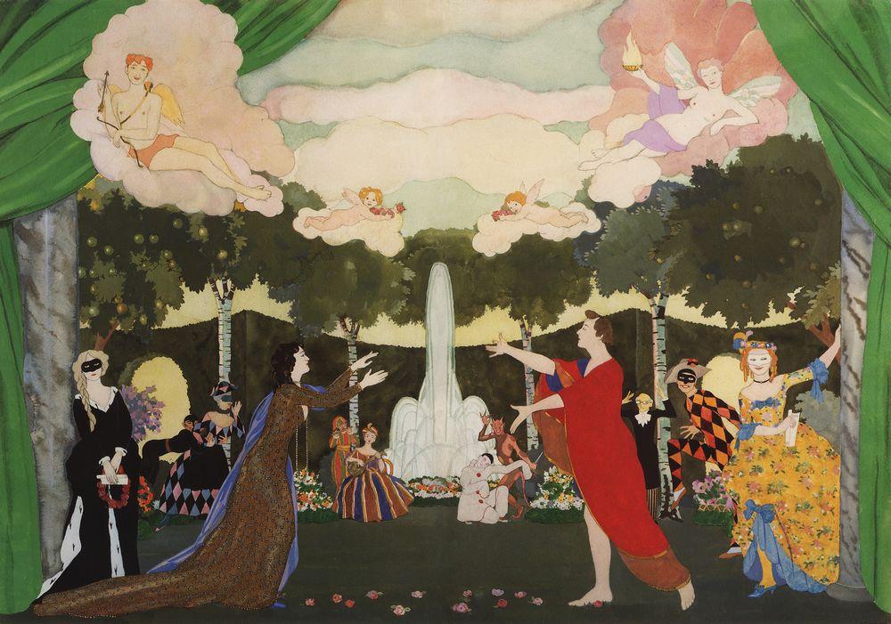 The Curtain Sketch for the Free Theater in Moscow (1913) – Konstantin Somov Tablo