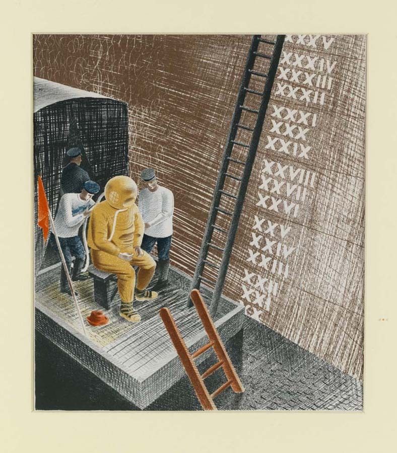 The Diver, HMS Dolphin Submarine, WW2 (1941) – Eric Ravilious Tablo