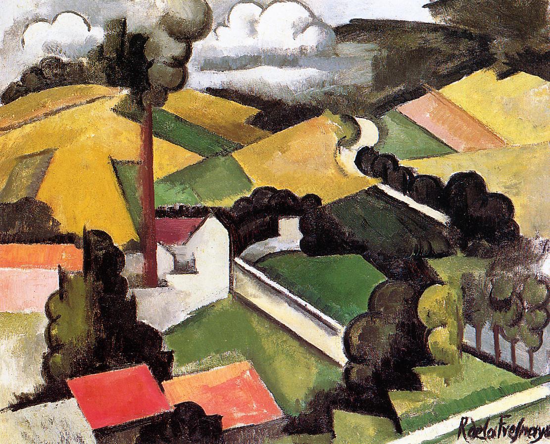 The Factory Chimney, Meulan Landscape (1912) - Roger de La Fresnaye Tablo