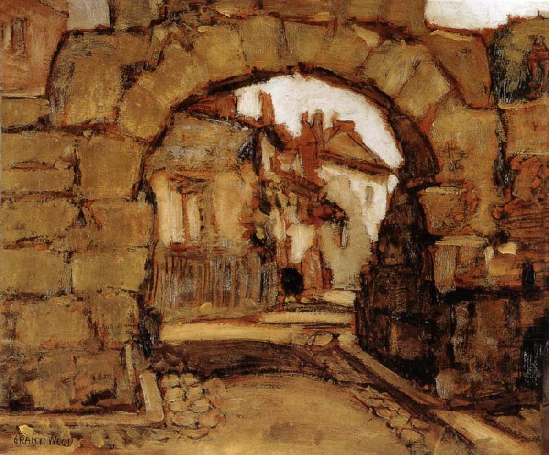 The Gate within The City walls (1920) - Grant Wood Tablo
