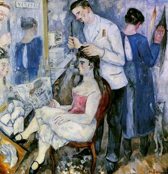 The Girl at the Barber (1920) - Mikhail Larionov Tablo
