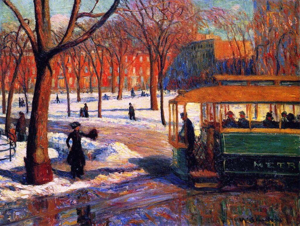 The Green Car (1910) - William James Glackens Tablo
