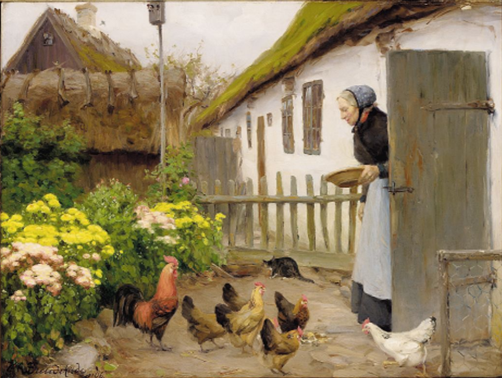 The Hens are Fed (1906) - Hans Andersen Brendekilde Tablo