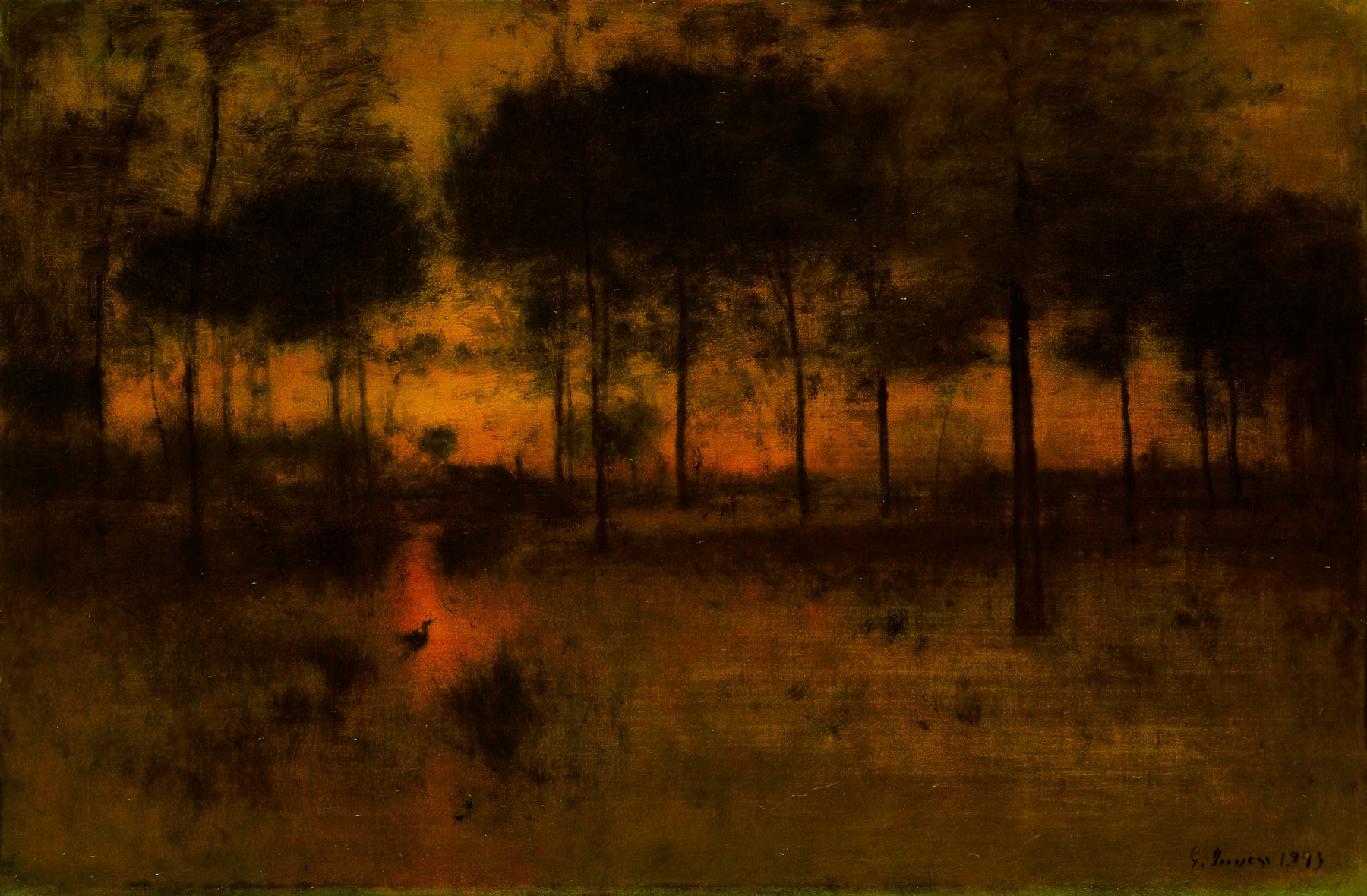 The Home of the Heron (1892) - George Inness Tablo