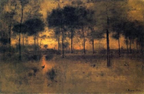 The Home of the Heron (1893) - George Inness Tablo