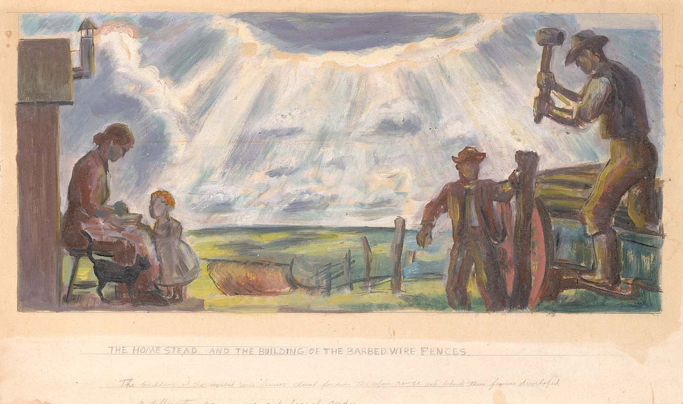 The Homestead and the Building of the Barbed Wire Fences (1943) - John Steuart Curry Tablo
