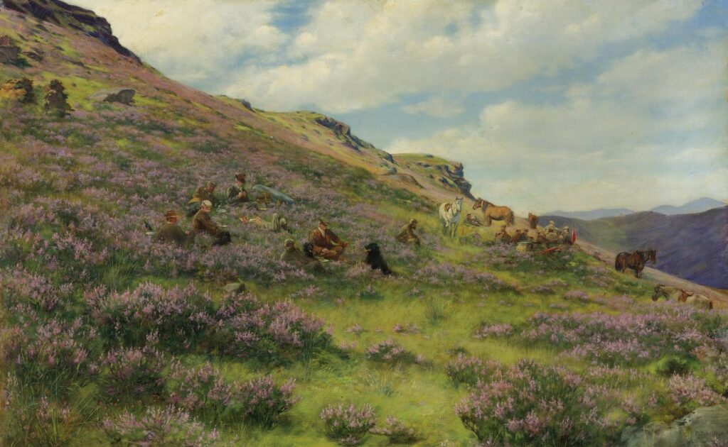 The Howard Townsed Family Taking a Break from a Highland Shoot (1900) - Francis Davis Millet Tablo