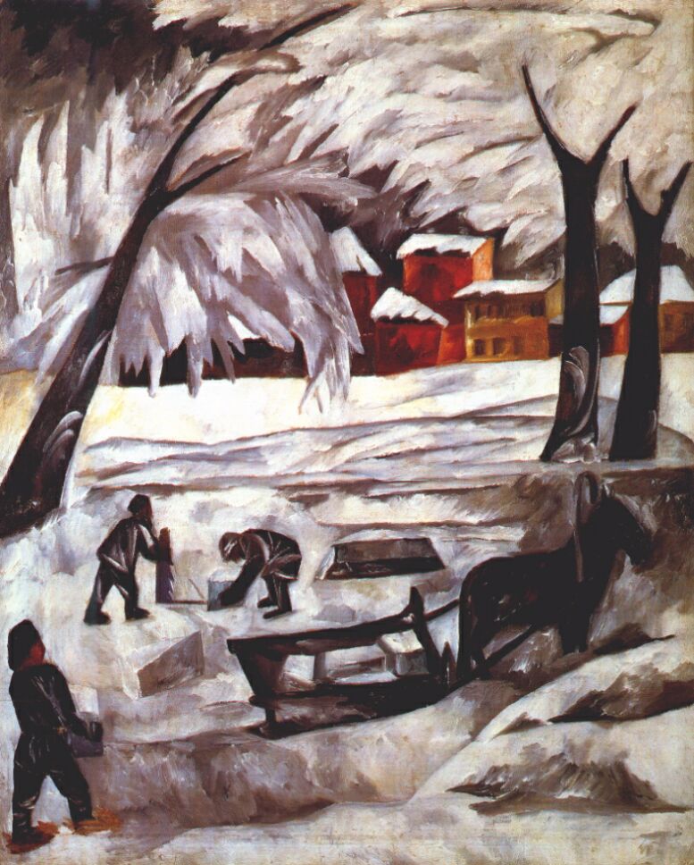 The Ice Cutters (1911) - Natalia Goncharova Tablo