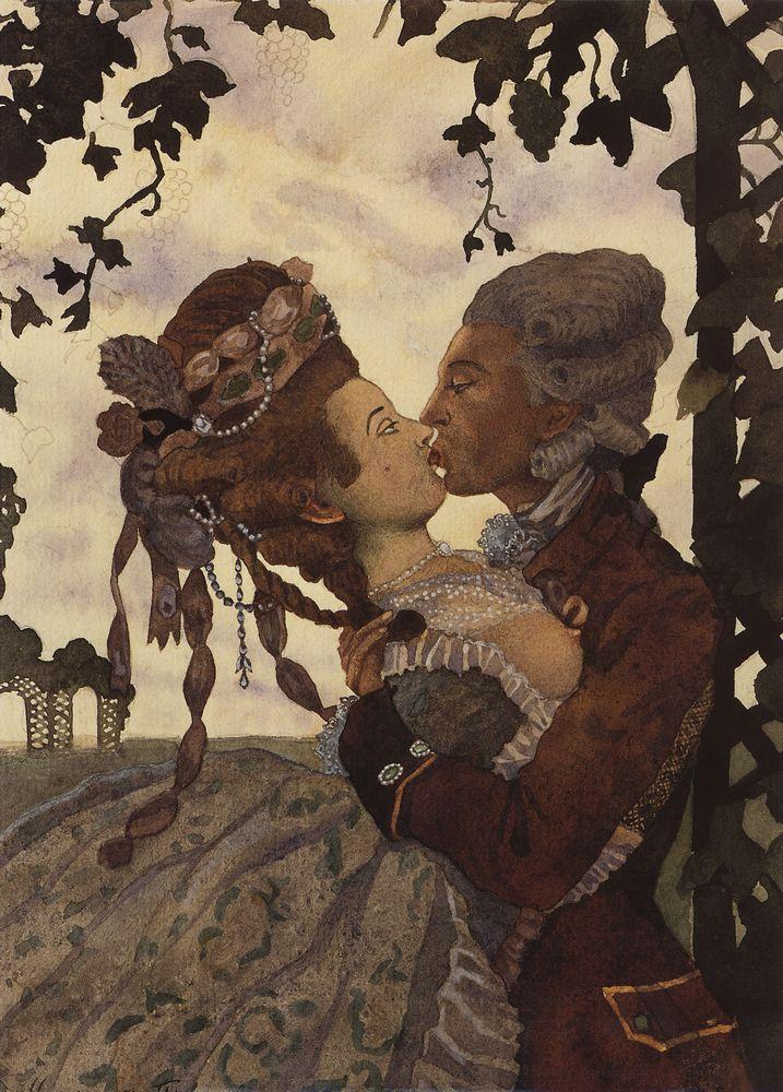 The Kiss (1914) – Konstantin Somov Tablo