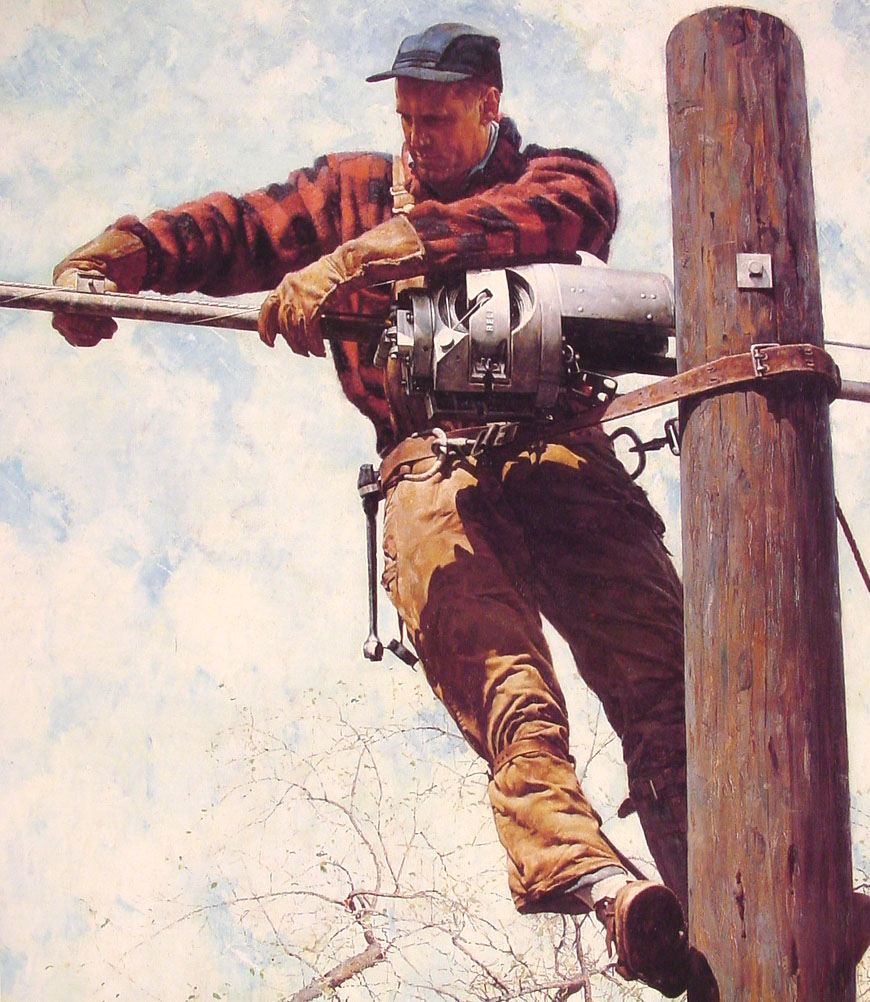 The Lineman (1949) - Norman Rockwell Tablo