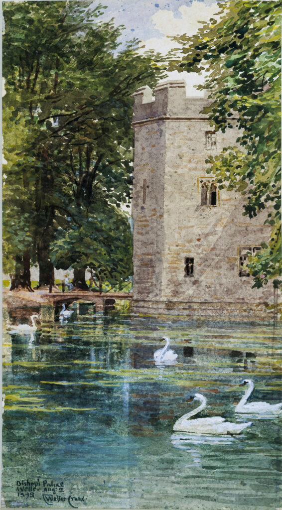 The Moat and Bishop's Palace, Wells Cathedral (1893) - Walter Crane Tablo