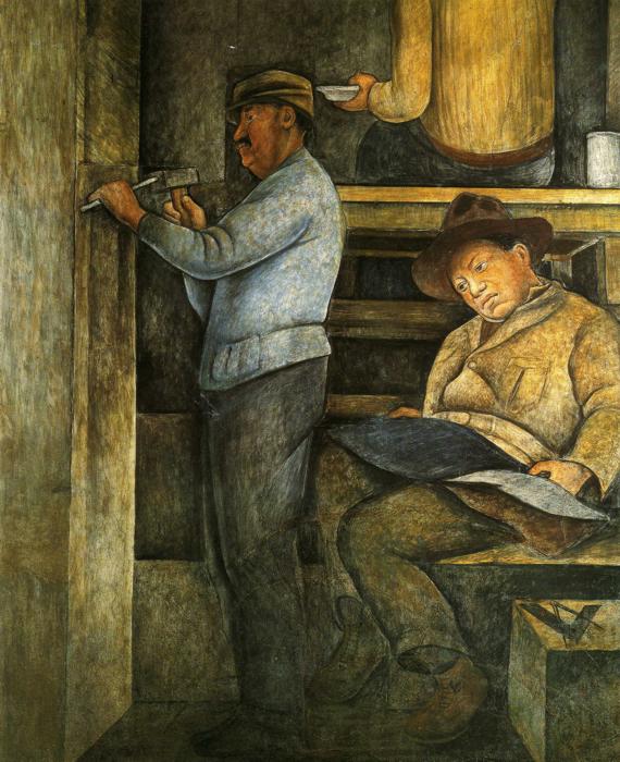 The Painter, the Sculptor and the Architect (1923) – Diego Rivera Tablo