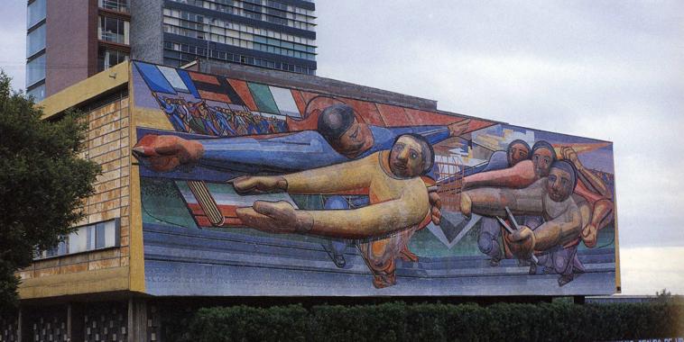 The People for the University. The University for the People. (1952) – David Alfaro Siqueiros Tablo